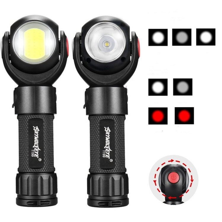 SKYWOLFEYE  Lamp Head 360 Degree Rotation USB Rechargeable LED Glare Flashlight With Magnet COB Work Light, Without Battery