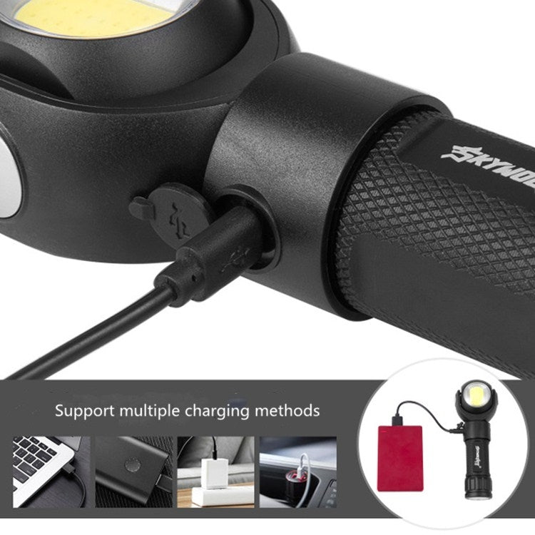 SKYWOLFEYE  Lamp Head 360 Degree Rotation USB Rechargeable LED Glare Flashlight With Magnet COB Work Light, Without Battery