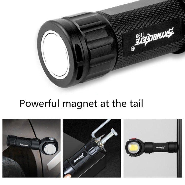 SKYWOLFEYE  Lamp Head 360 Degree Rotation USB Rechargeable LED Glare Flashlight With Magnet COB Work Light, Without Battery