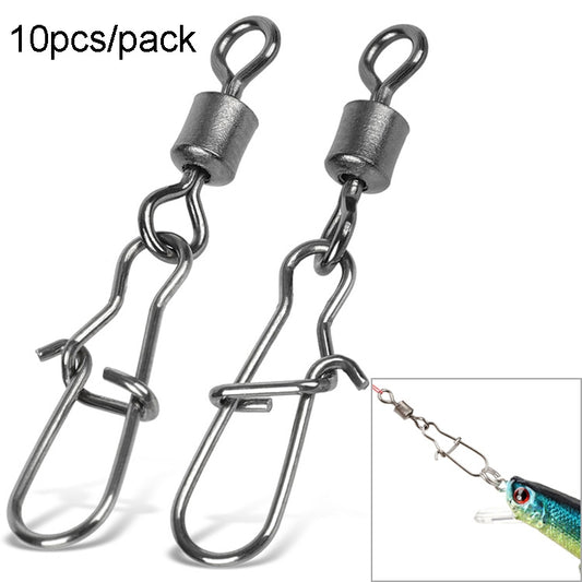 10pcs /Pack Stainless Steel Fishing Connector Bearing Rolling Swivel Connector Fishing Gear Accessories