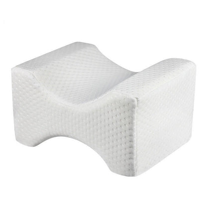 Orthopedic Memory Foam Knee Wedge Pillow for Sleeping Sciatica Back Hip Joint Pain Relief Contour Thigh Leg Pad Support Cushion, White, White+bandage, Navy blue grid+bandage