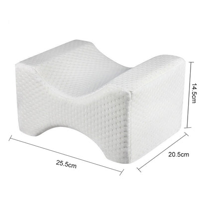 Orthopedic Memory Foam Knee Wedge Pillow for Sleeping Sciatica Back Hip Joint Pain Relief Contour Thigh Leg Pad Support Cushion, White, White+bandage, Navy blue grid+bandage