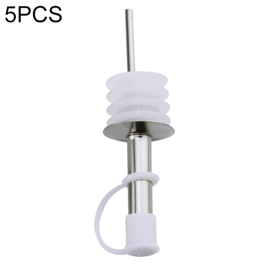 5 PCS Glass Bottle Stopper Stainless Steel Oil Stopper Silicone Stopper, White Hat Straight Mouth, White Hat Automatic Cap, Black Hat Straight Mouth, Black Hat Automatic Cap