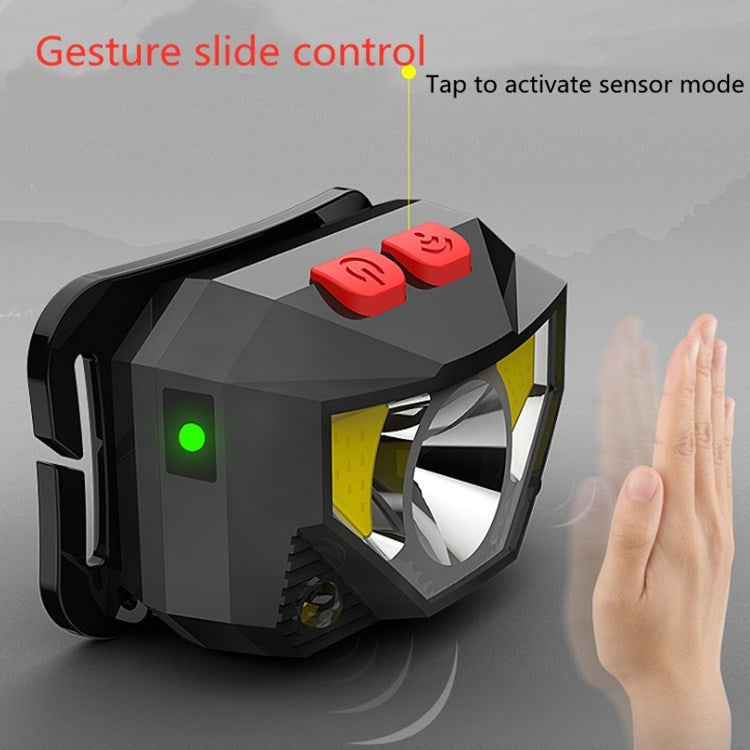 T09-COB LED Glare Headlight Outdoor Lighting USB Charging Sensor Red Light Night Running Mini Fishing Headlight, T09-COB