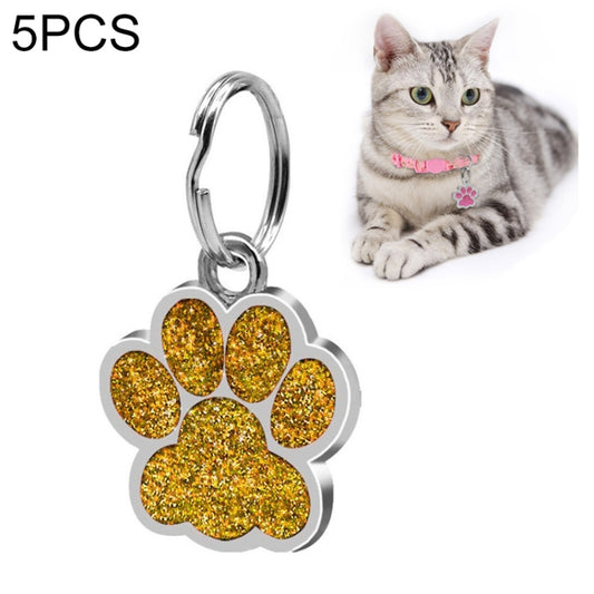 5 PCS Metal Pet Tag Zinc Alloy Identity Card Footprint Lettering Dog Tag