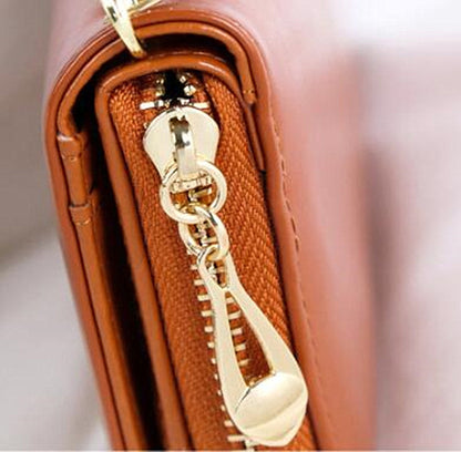 Ladies Oil Wax Leather Retro Long Large Capacity Multifunctional Wallet Clutch Bag