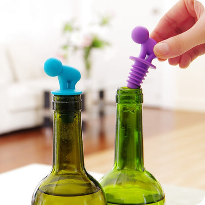 7 PCS Cartoon Silicone Sealed Spiral Red Wine Stopper + Cup Feet Set, Random Color Delivery, 7 PCS Cartoon Shape