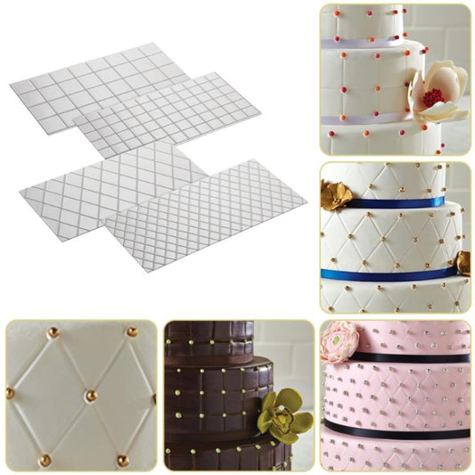 2 Sets DIY Cake Mold Wexture Fondant Printing Mold, Plaid pattern, Roll rattan