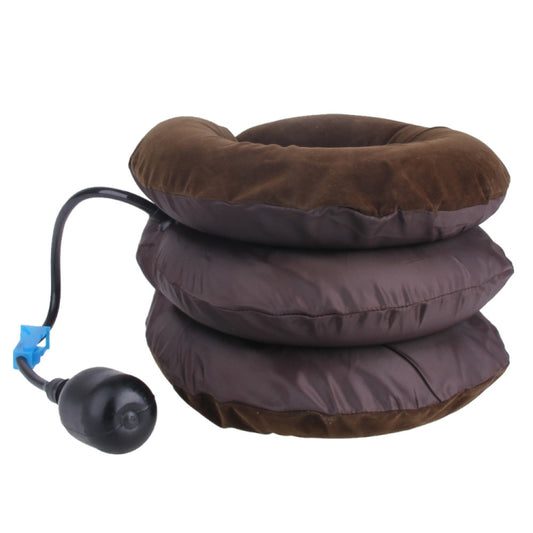 Inflatable Air Cervical Neck Traction Device Soft Head Back Shoulder Neck Ache Massager Headache Pain Relieve Relaxation Brace, Half Cashmere (Coffee)