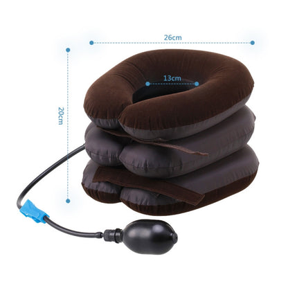 Inflatable Air Cervical Neck Traction Device Soft Head Back Shoulder Neck Ache Massager Headache Pain Relieve Relaxation Brace, Half Cashmere (Coffee)