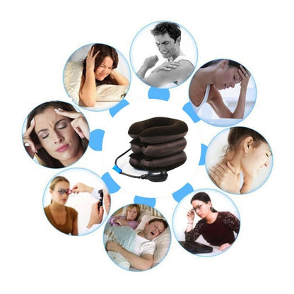 Inflatable Air Cervical Neck Traction Device Soft Head Back Shoulder Neck Ache Massager Headache Pain Relieve Relaxation Brace, Half Cashmere (Coffee)