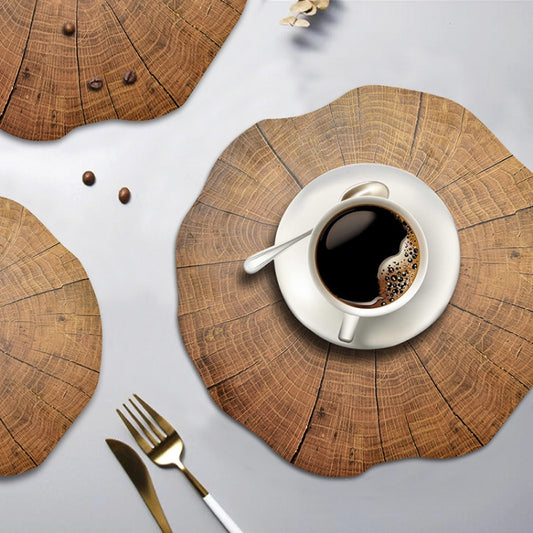 2 PCS Wood Placement Table Mats Tableware Pad Lotus Shape Tea Cup Bowl Decoration, Table Mats 1