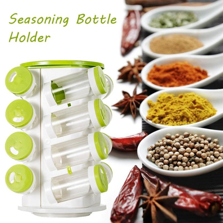16pcs / Set Seasoning Cans Pepper Salt Cruet Plastic Bottle Kitchen Spice Jar Pepper Shaker Box Spice Rack Set, 16 in 1 Seasoning Cans