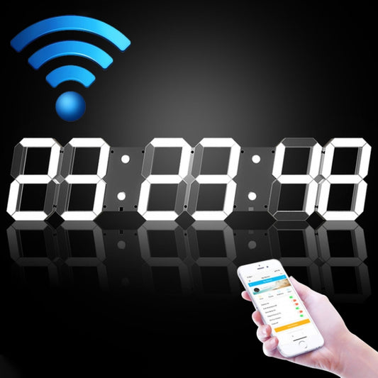 ساعة حائط رقمية إبداعية LED متعددة الوظائف مزودة بخاصية واي فاي، 6 بت مجوفة مزودة بخاصية واي فاي، صندوق مغلق 6 بت مزود بخاصية واي فاي