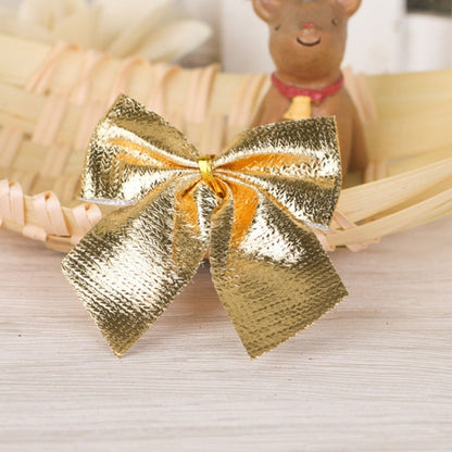 12 قطعة من زينة شجرة عيد الميلاد المزينة بقوس منقوش، باللون الذهبي والأحمر والفضي