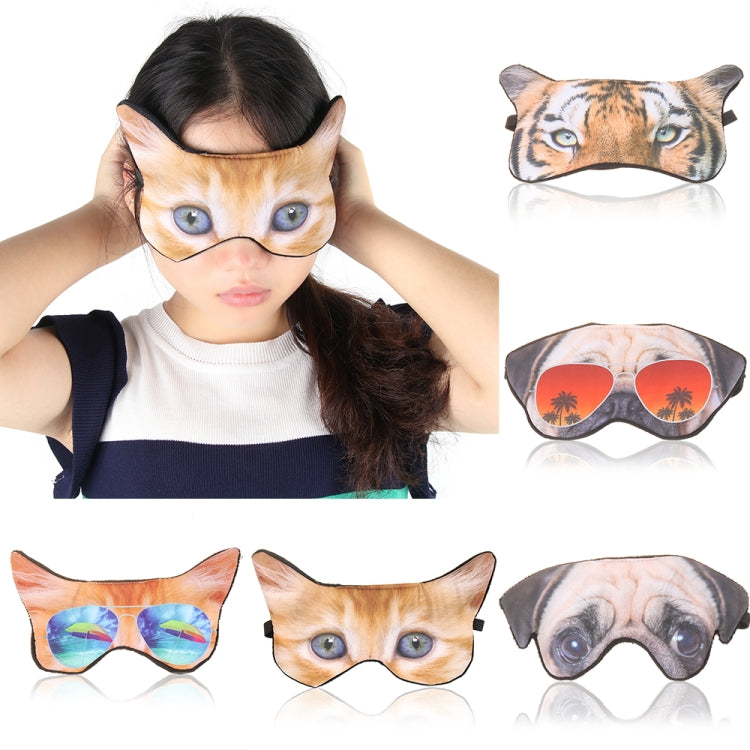 3D Eye Mask Shading Sleeping Cartoon Animal Printed Eye Mask, Glasses, Cat, Pug, Glasses Dog, Tiger