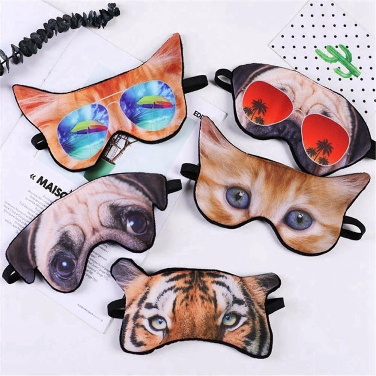 3D Eye Mask Shading Sleeping Cartoon Animal Printed Eye Mask, Glasses, Cat, Pug, Glasses Dog, Tiger
