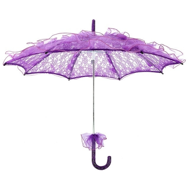 Wedding Parties Bridal Lace Cotton Umbrella Dancing Photography Prop Umbrella, Pink, Red, Purple, Green, Black, Rose Red, White, Orange, Blue