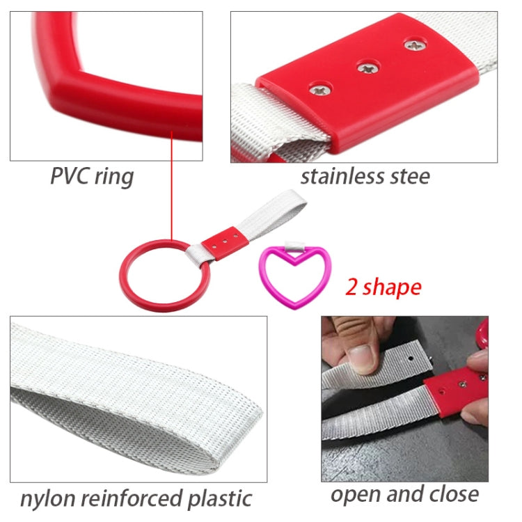 JDM Car Static Belt Decorative Warning Hanging Ring Rear Bumper Warning Ring Car Safety Hand Ring, Heart-Shaped Orange, Heart-Shaped Purple, Heart-Shaped White, Heart-Shaped Black, Heart-Shaped Blue, Heart-Shaped Red, Heart-Shaped Pink, Ring-Shape Red�...