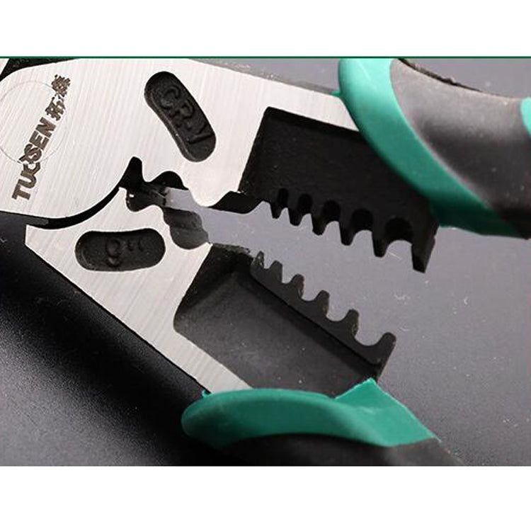 TUOSEN Multifunctional Crimping and Stripping Labor Saving Flat Pliers Vise Manual Wire Cutters, 11116 9 Inch