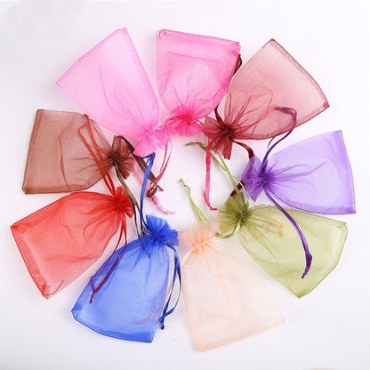 100 PCS Gift Bags Jewelry Organza Bag Wedding Birthday Party Drawable Pouches, 10x15cm