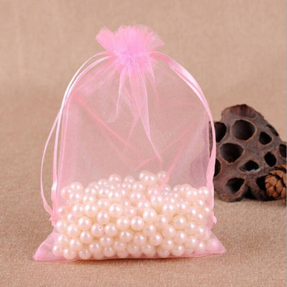 100 PCS Gift Bags Jewelry Organza Bag Wedding Birthday Party Drawable Pouches, 10x15cm