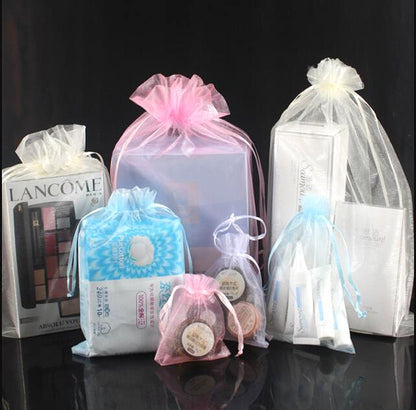 100 PCS Gift Bags Jewelry Organza Bag Wedding Birthday Party Drawable Pouches, 20x30cm