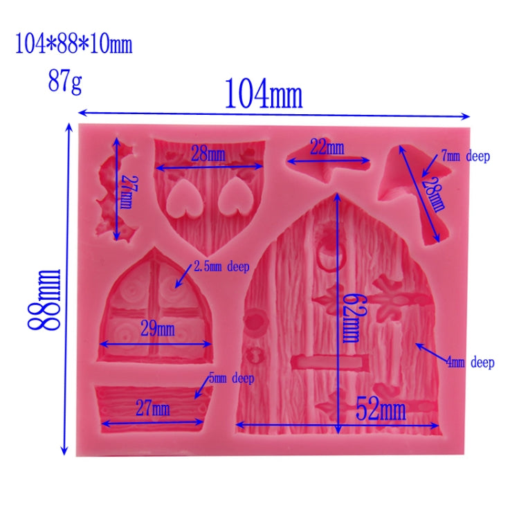 2 PCS Cartoon House Wooden Window Shape Silicone Candy Mold Fairy Tale Cake Decorating Tool