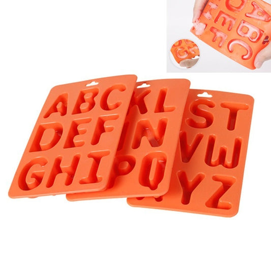 A-Z 3pcs Letter Ice Cube Ice Box Silicone Ice Tray Set, 3 in 1 LetterShalpe(Orange)