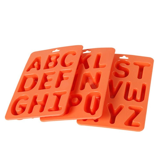 A-Z 3pcs Letter Ice Cube Ice Box Silicone Ice Tray Set, 3 in 1 LetterShalpe(Orange)
