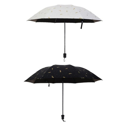 Feather Pattern Umbrella Dual-Use Three Folding Manual Control Portable Sunscreen Rain Umbrellas Windproof Parasol