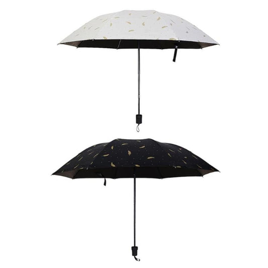 Feather Pattern Umbrella Dual-Use Three Folding Manual Control Portable Sunscreen Rain Umbrellas Windproof Parasol