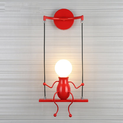 E27 LED Personality Creative Retro Wrought Iron Villain Wall Lamp without Bulb, White, Red, Black