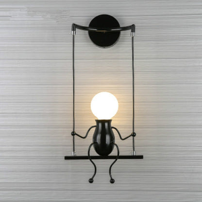 E27 LED Personality Creative Retro Wrought Iron Villain Wall Lamp without Bulb, White, Red, Black