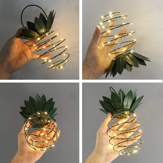 30 LEDs Outdoor Iron Pineapple String Solar Lantern Telescopic Chandelier Modern Porch Light, 30 LEDs