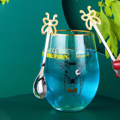 Multicolor Stainless Steel Butterfly Coffee Spoon Fruit Cold Drink Ice Cream Dessert Tea Spoon, Silver, Gold, Rose Gold, Rainbow, Black, Purple