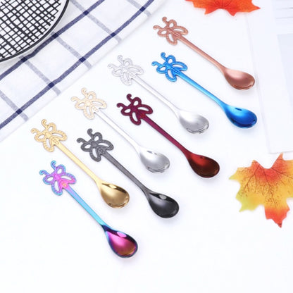 Multicolor Stainless Steel Butterfly Coffee Spoon Fruit Cold Drink Ice Cream Dessert Tea Spoon, Silver, Gold, Rose Gold, Rainbow, Black, Purple