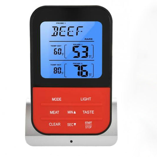مقياس حرارة الطعام الرقمي بشاشة LCD مع مستشعرات مسبار مزدوجة ومؤقت