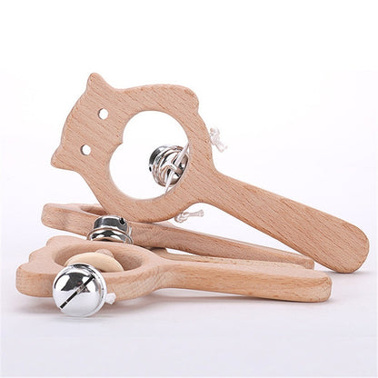 Baby Puzzle Early Education Hand Rattle Wooden Toy, Bear Bell, Bear Big Bead, Bear Small Bead, Bear Single Bead, Owl Bell