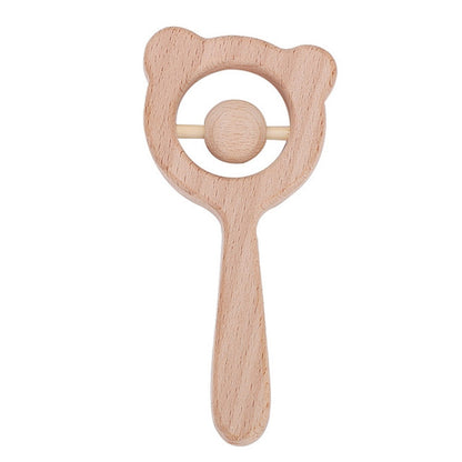 Baby Puzzle Early Education Hand Rattle Wooden Toy, Bear Bell, Bear Big Bead, Bear Small Bead, Bear Single Bead, Owl Bell