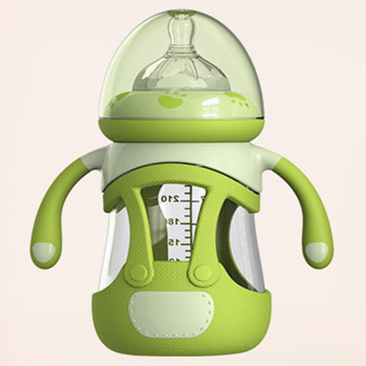 High Borosilicate Glass Baby Bottle with Silicone Sleeve, 240ml