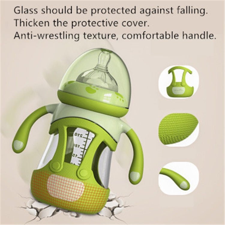 High Borosilicate Glass Baby Bottle with Silicone Sleeve, 240ml