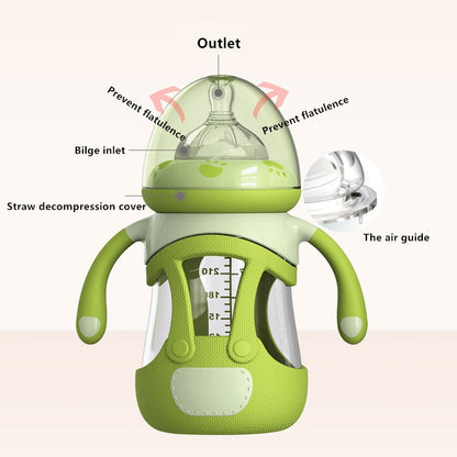 High Borosilicate Glass Baby Bottle with Silicone Sleeve, 240ml