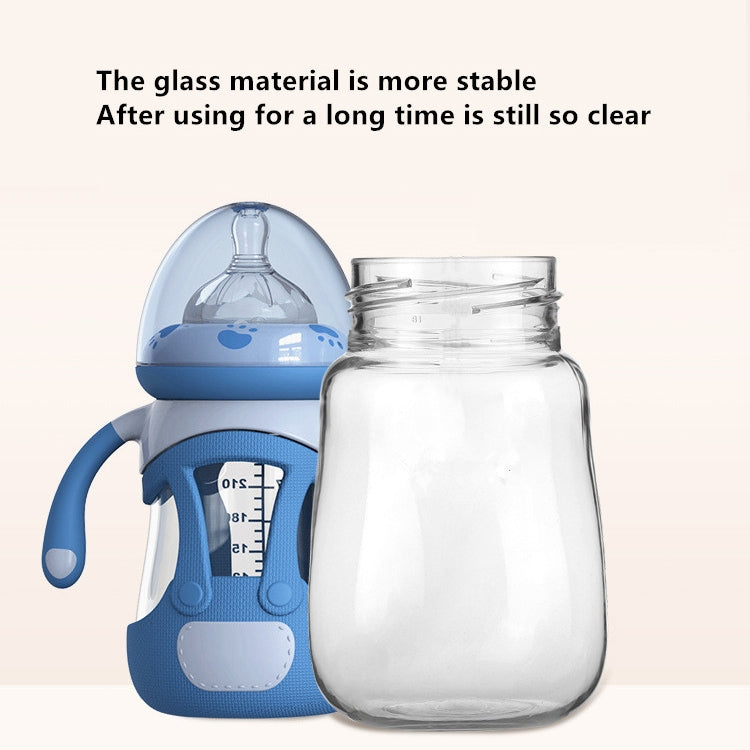 High Borosilicate Glass Baby Bottle with Silicone Sleeve, 240ml