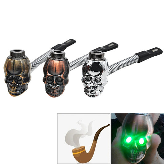 2 PCS 70mm Metal Rolling Machine Tobacco Roller Cigarette Maker For Paper, Glowing Skull Pipe