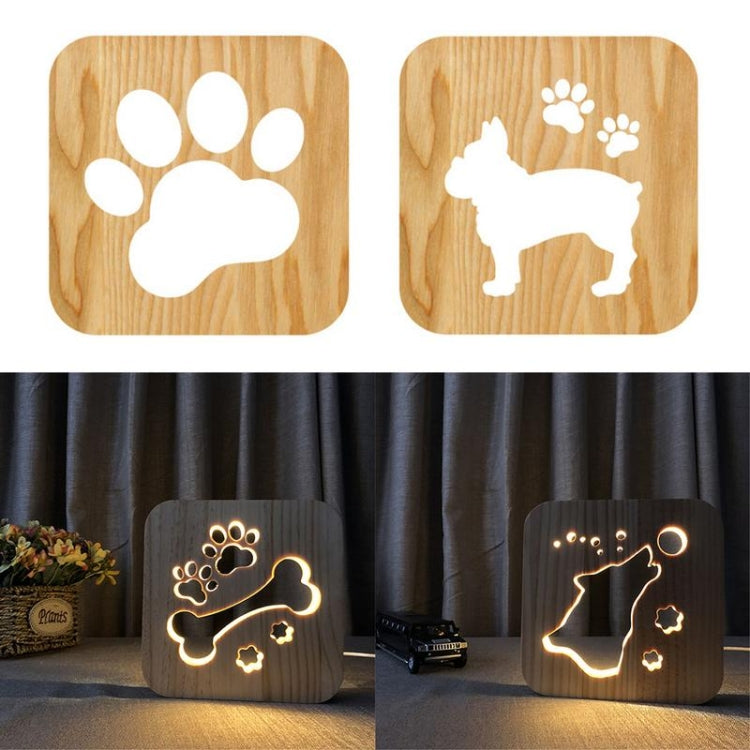 Creative Shape Wooden Night Lamp Bedroom Decoration Warm Light LED, Bones, Cat Paw, Dog, Wolve