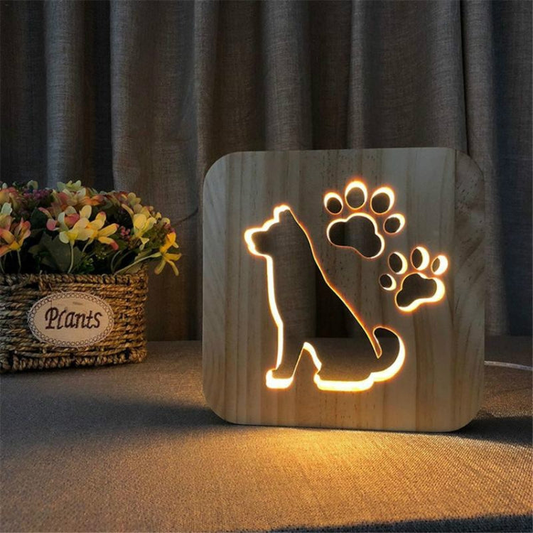 Creative Shape Wooden Night Lamp Bedroom Decoration Warm Light LED, Bones, Cat Paw, Dog, Wolve