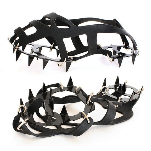 18 Teeth Silica Gel Steel Claw Ice Climbing on Foot Non-slip Mountaineering Foot Cover, One Pair