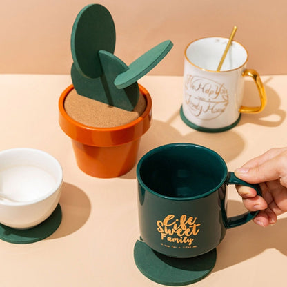 Novelty DIY Cactus Coaster Anti-skid Insulation Tea Pad Home Storage Desktop Multi-function Decoration, Cactus Coaster
