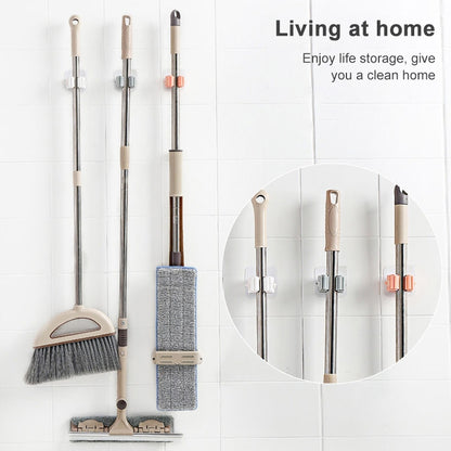 Mop Holder Wall Mounted Organizer Holder Household Kitchen Bathroom Adhesive Storage Broom Hanger Clip Hook Racks